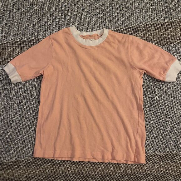 Madewell 100% Cotton Melon / Peach Ringer T-shirt XS - Picture 2 of 5